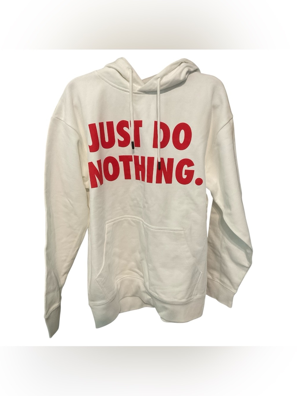 NWT MARKET Just Do Nothing White Graphic Hoodie Sweatshirt Size L A25